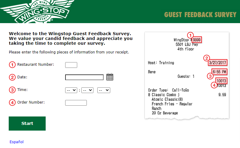 Wingstop Guest Feedback Survey Image