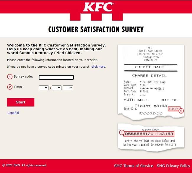 mykfcexperience survey with code image