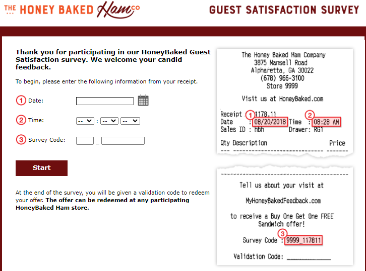 the honey baked ham company survey image